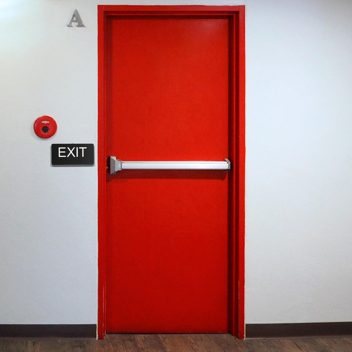 ADA Compliant Exit Signs- 2 Pack Exit Sign with Braille and Raised Letters Emergency Exit Sign for Business Office Public Space Indoor/Outdoor Easy Adhesive Install Acrylic Horizontal 6.3”×2.9” 2pk-horizontal
