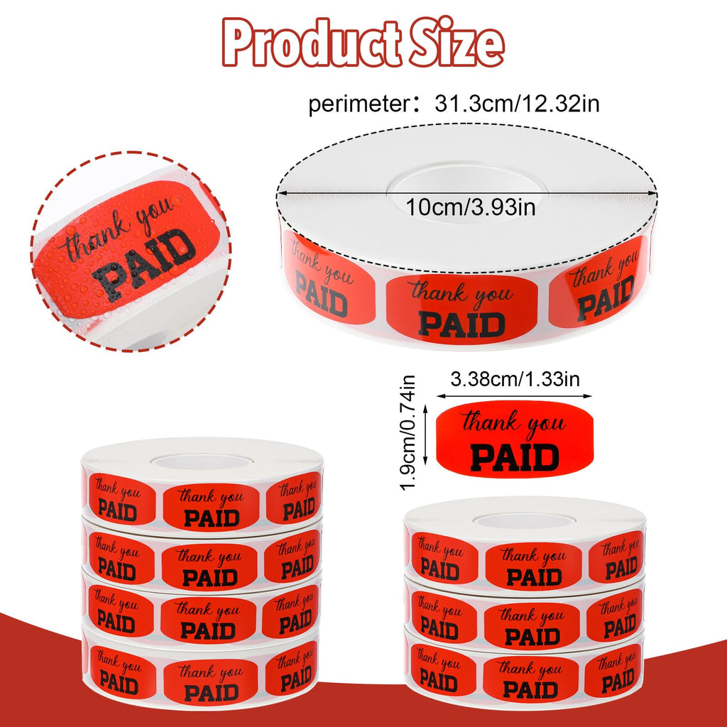 7000 Pcs Thank You Paid Stickers, 7 Rolls Self Adhesive Store Labels