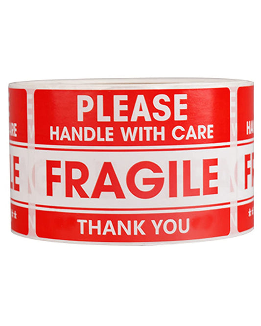 500 PER ROLL Fragile Stickers for Shipping - Handle with Care Fragile Thank You - Strong Adhesive Red Warning Shipping Moving Label Care Packing
