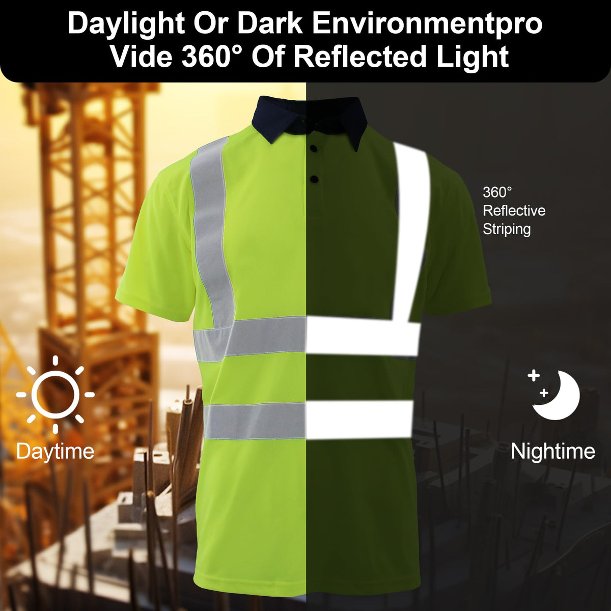 High Visibility T Shirt Reflective Stripes Short Sleeve Work Shirt for Construction Safety T Shirts XX-Large Fg-02s Green