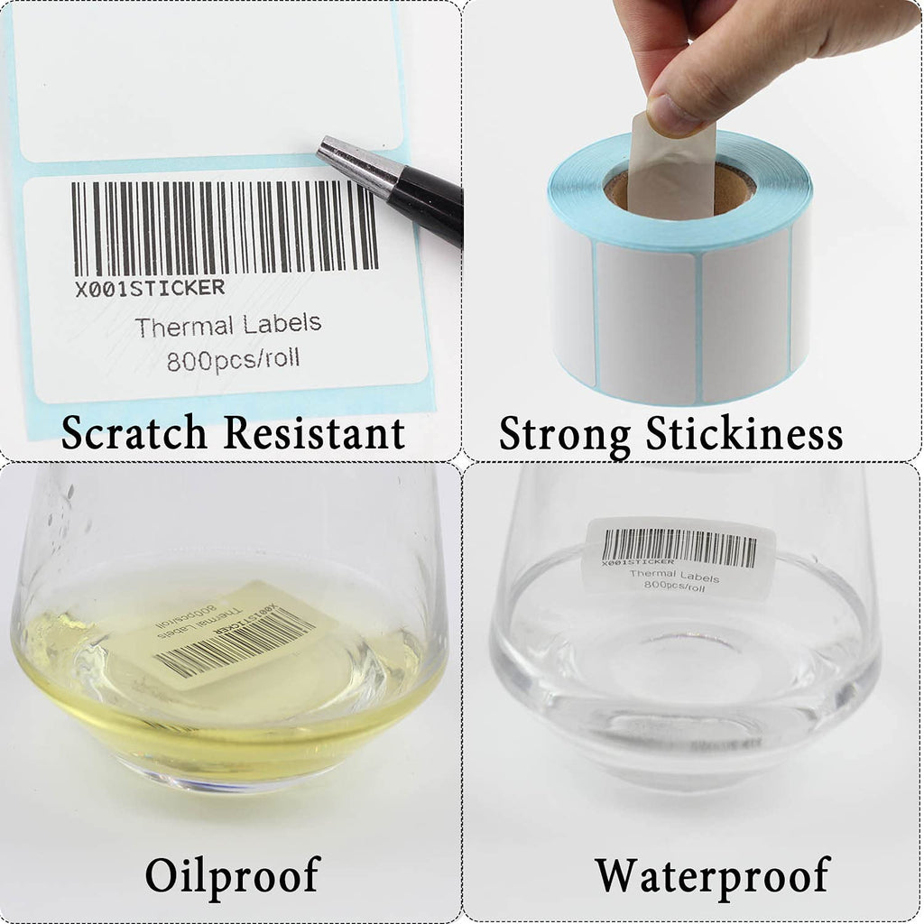 Self Adhesive Label Sticker 4 Rolls, Blank White Rectangle Address Thermal Label Roll Sticky Write On Note Mark for Office Kitchen Printer