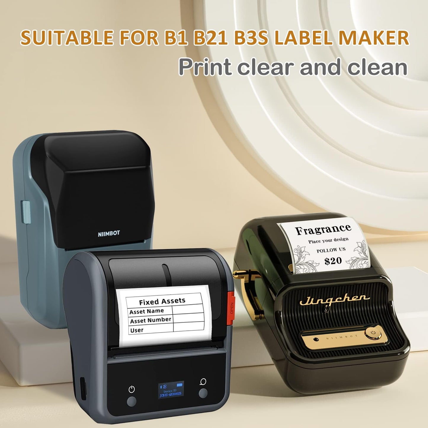 Labels for B1/B21/B3S Label Maker, (3 Rolls, 1.96'' x 1.18'' /50x30mm) Thermal Sticker Label, Waterproof, Oil-Proof and Tear-Proof, Self-Adhesive Thermal Labels (White) 1.96“ x 1.18" × 3