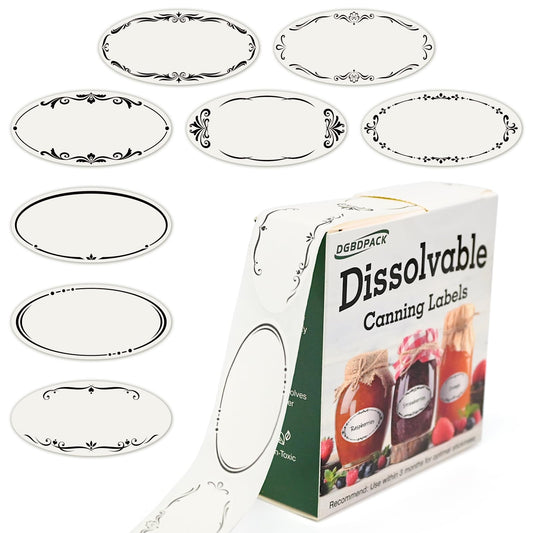 200 Dissolvable Canning Labels for Mason Jars, 1 x 2⅛ inch Food Labels, Tiny Canning Jar Stickers Removable with Water