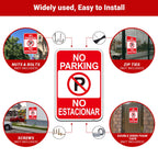 2 PC No Parking English Spanish Bilingual Signs, No Parking Sign Business