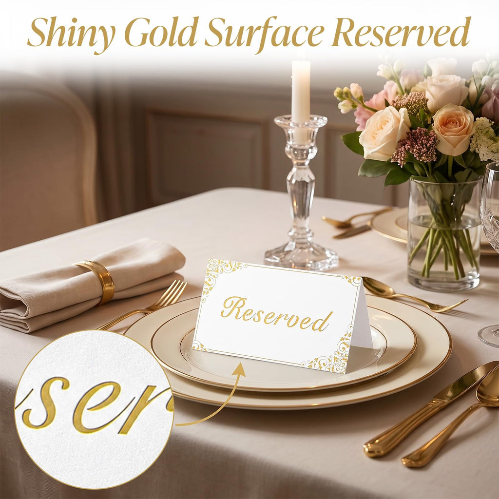 20 Pcs Reserved Seating Sign for Wedding, Double-Sided Reserved Table Signs