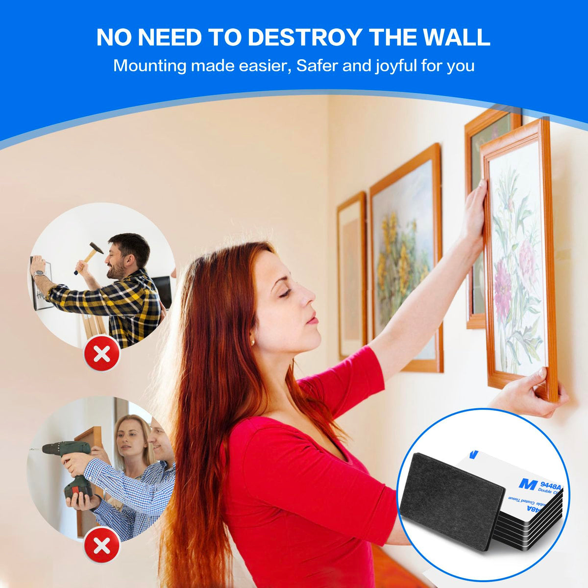100 Pcs Double Sided Adhesive Pads,Heavy Duty Mounting Tape, 3mm Thickness Pre-Cut Foam Tape,Super-Sticky Black Strong Pads Rectangle Shape Waterproof for Walls Picture, Car, Home, Office 1.97x1.18 100