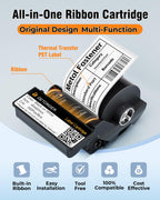 DT5150P PET Labels - UV Resistant, Weatherproof & Colorfast, All-in-One Thermal Transfer Ribbon Cartridge, Heavy-Duty for Indoor/Outdoor Use, Fits DT5150/5150P/350/353 Industrial Label Makers White-1.57"×2.36"