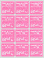 1.5x1.5'' 300PCS Pink Food Allergy Warning Labels Allergies Restaurant Food Safety Labels Self Adhesive Stickers