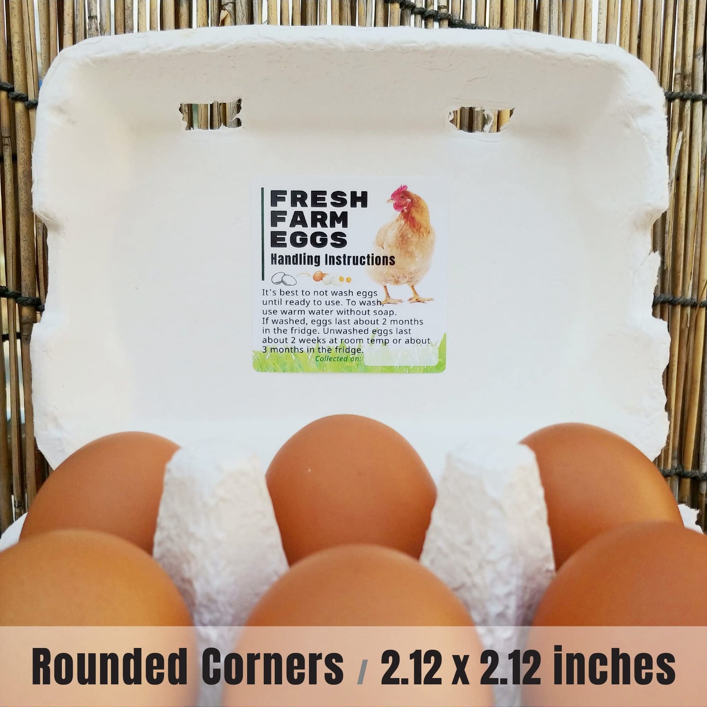 Havongki 200 Pack Premium Fresh Farm Eggs Handling Instructions Stickers Labels Care Accessories | Egg Blank Cartons 4 6 12 15 18 30 48 50 Count Basket Box Container Storing Extra Organizer -M11SS200