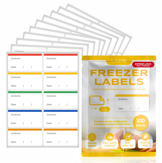 100 Freezer Easy Peel Off - Postage Meter - Color Coding Frozen Food Labels Holders Stickers That Leave No Sticky Residue After Use, Jar Labels - Freezer Label Coloured