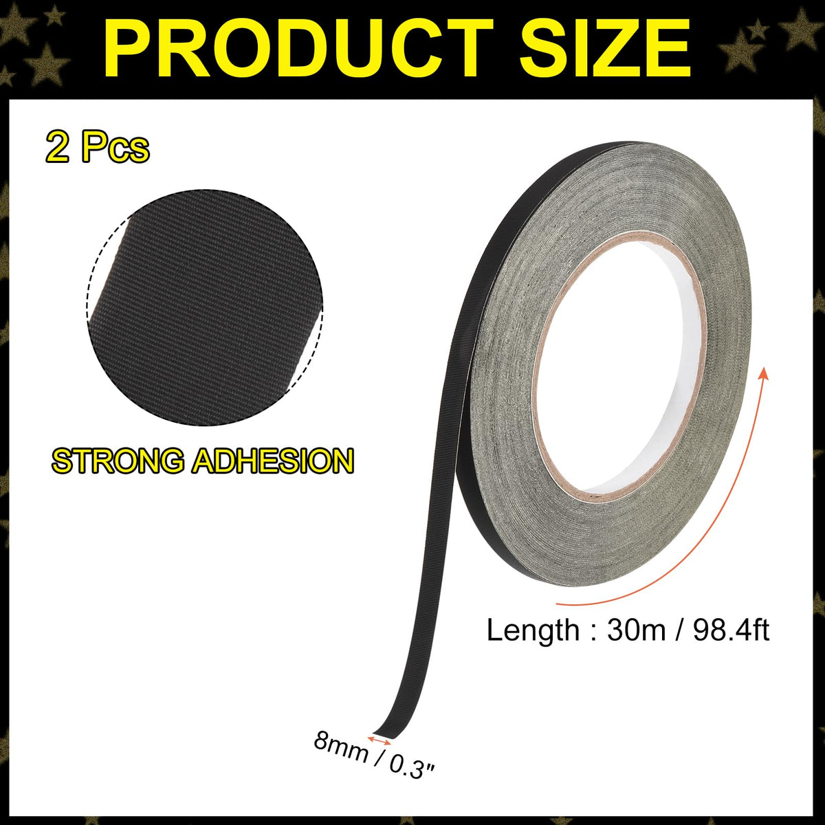 MECCANIXITY 2Pcs Insulating Acetate Roll Cloth Adhesive Tape, 0.3in x 98ft Black Electrical Heat Resistant Fabric Tape for Laptop Electric Automotive Guitar Repair Wire Harness 2