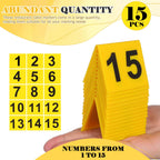 SEWACC 15 Pcs Acrylic Table Number Cards, Sturdy Plastic Yellow Restaurant Place Cards with Black Numbers 1-15, High Visibility Table Tents for Cafes And Banquets, Seating Markers