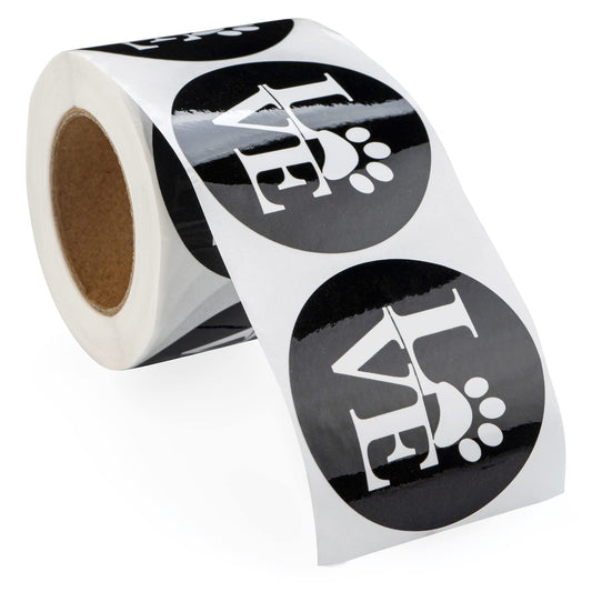 250 Love Black Paw Print Animal Stickers for Animal Cruelty Awareness - Stickers for Pet Lovers, Pet Businesses, Animal Clinics, Labels, Scrapbooks and More! Love Black Animal Sticker 1 Roll – 250 Stickers