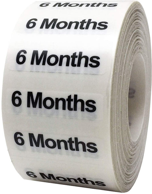 6 Months Baby & Toddler Clothing Labels Size Strip Stickers for Retail Apparel 1.25 x 5 Inch 125 Adhesive Stickers 6 Months