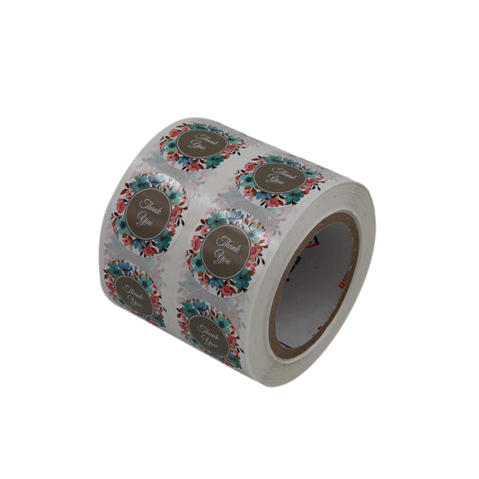 1000pcs 1''Inch Thank You Stickers for Greeting Cards Thank You Plastic Based Label Stickers Floral Design Flower Bouquets Self Adhesive Label (Tear Resistant) (1 Inch, Design 1) 1 Inch