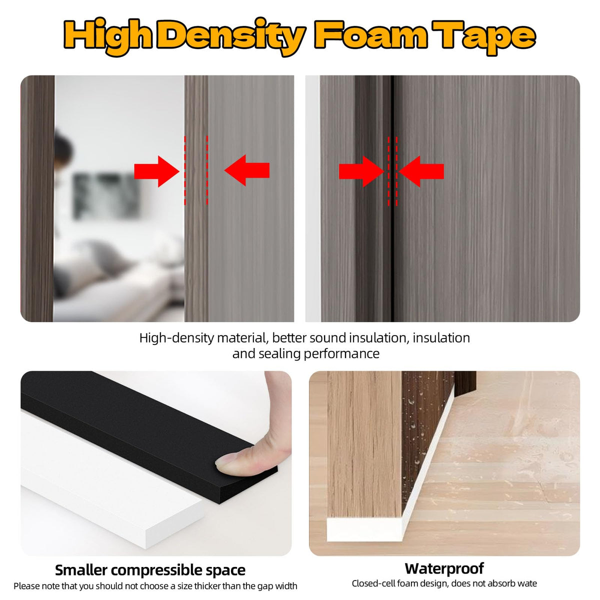 1/2 in Wide x 1/8 in Thick x 33FT Window Sealing Tape,Weather Stripping Door Seal,Foam Insulation Tape,Single-Sided Self-Adhesive Foam Strips,Black 1/2 IN x 1/8 IN x 33FT Black