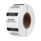 Restaurantware RW Smart 1 Inch x 1 Inch Food Rotation Labels 3500 Dissolvable Food Safety Labels - Premium Trilingual Paper Day Of The Week Labels For Food Storage Or Prep Weekly 7-Day