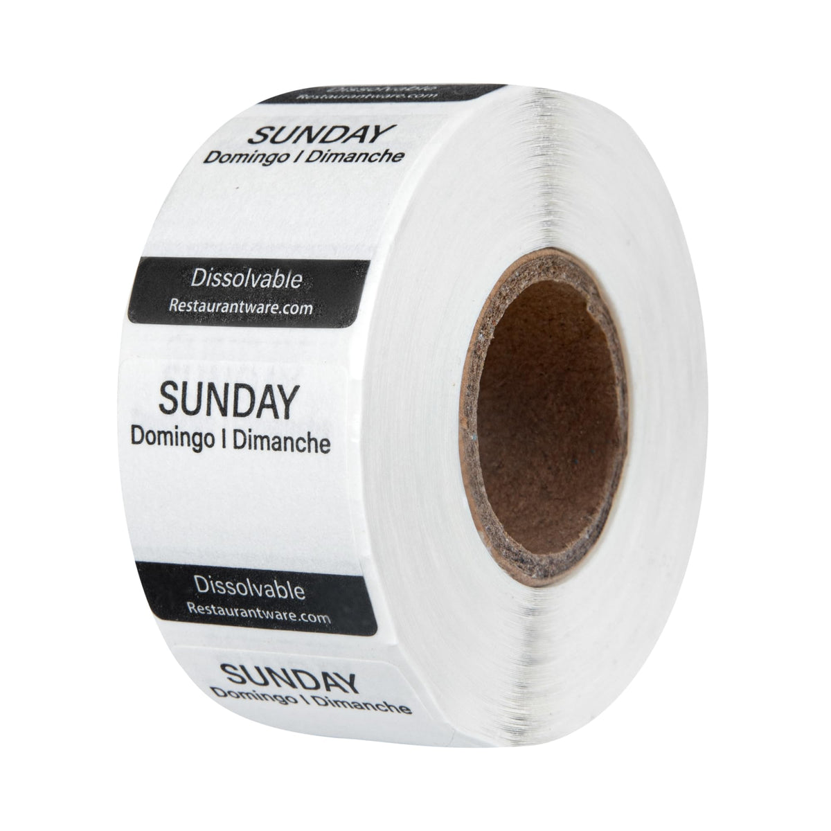 Restaurantware RW Smart 1 Inch x 1 Inch Food Rotation Labels 3500 Dissolvable Food Safety Labels - Premium Trilingual Paper Day Of The Week Labels For Food Storage Or Prep Weekly 7-Day