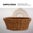 Round Woven Storage Basket 9.92 X 9.92 X 3.14 in Imitation Rattan Bread Holder for Kitchen Counter Snacks Fruits Candy Bakery Display Household Serving