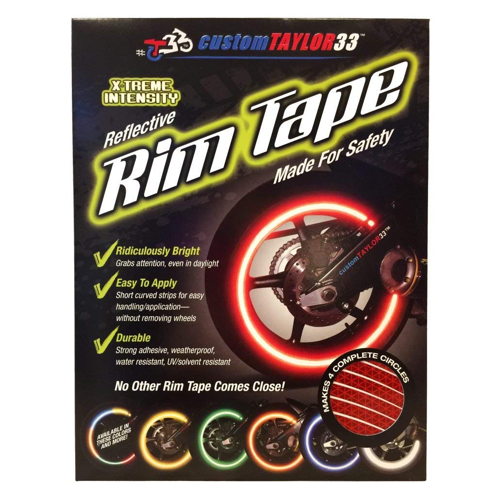 customTAYLOR33 (All Vehicles Red High Intensity Grade Reflective Copyrighted Safety Rim Tapes (Must Select Your Rim Size), 17" (Rim Size for Most SportsBikes) 17" (Rim Size for Most SportsBikes)