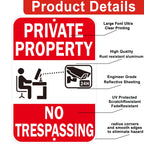 Security Signs Private Property No Trespassing Sign, Reflective Aluminum, 18 x 12 Inches, Weather Resistant, Waterproof, 2 Pack Red - 2 Pack - 12" x 18"