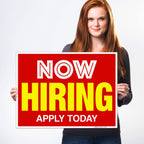 Now Hiring Sign, Help Wanted Signs for Business, (2 Pack) Double Sided Plastic 18x24 2 PK