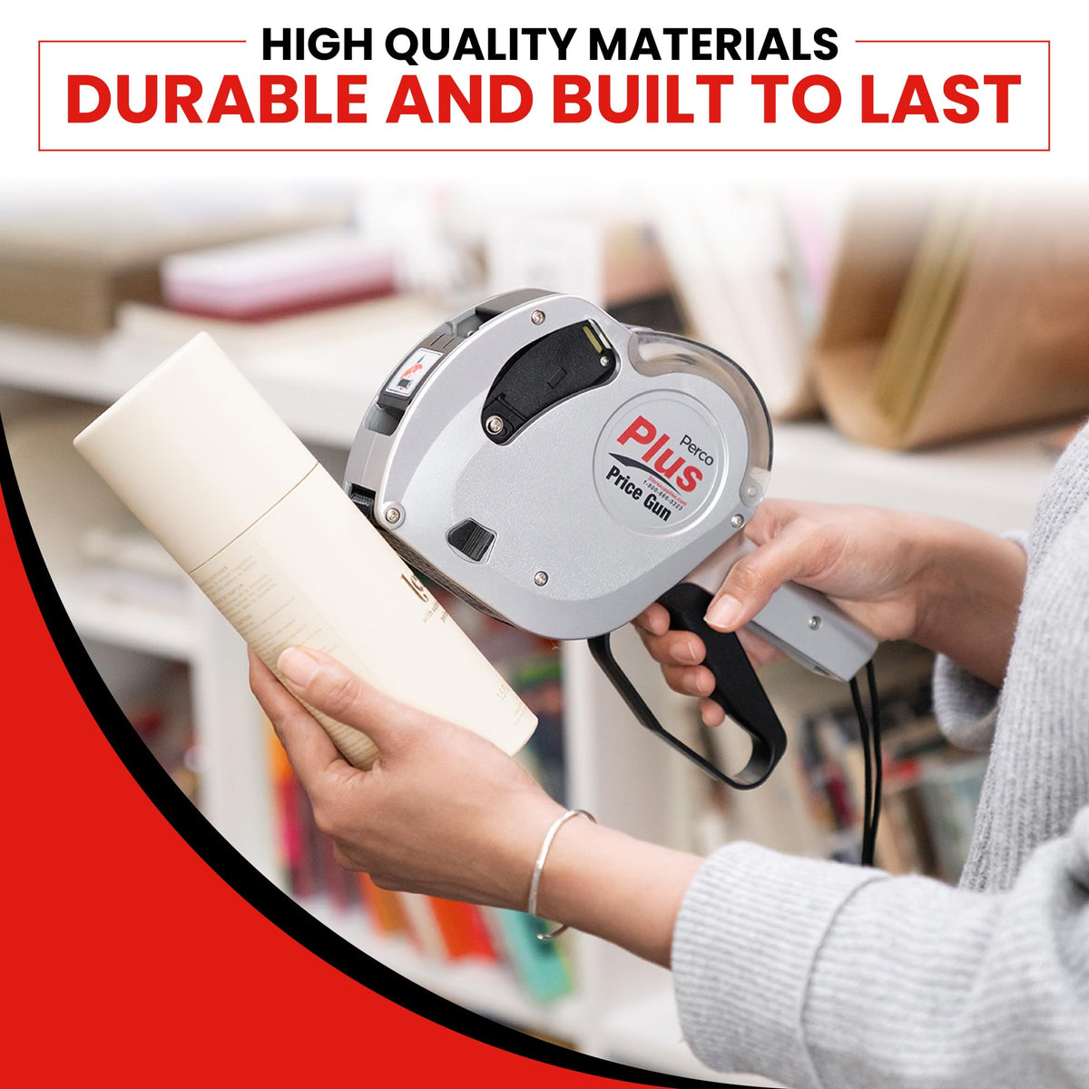 Perco Plus 1-Line Price Marking Gun with Labels Kit - Compares to Monarch 1131-01 Band Includes 1-Line 8-Character Band Price Labeler Gun, 9,000 Blank White Labels, a Label Scraper, and an Extra Inker Price Gun Kit