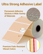 2" White Round Label Stickers Roll with Brown Thermal Labels for Shipping Label Printer