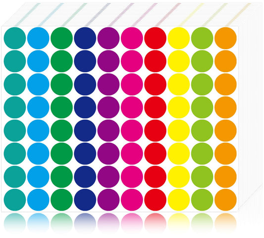 1400 PCS Colored Dot Stickers Round Color Coding Labels Polka Circle Dot Label Sticker for Office, Classroom, Yard Sale, Garage Sale(10 Colors, 3/4 inches) 10 Colors
