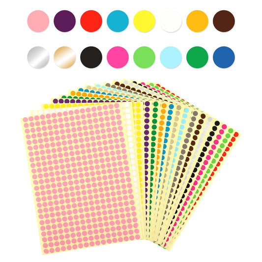 6528Pcs 1/4 Inch Colored Dot Stickers, Coding Labels Circle Dot 16 Color Code Dots Round Adhesive Dots Sticker for Office Classroom Kids(Small) C