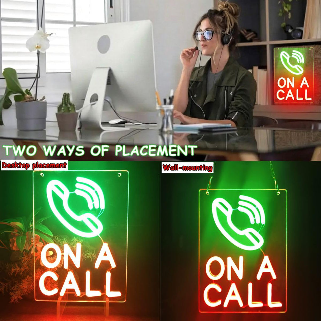 On A Call Neon Sign,On a Call Sign for Office,Do Not Disturb Neon Light Sign for Office Desk,Meeting,Studio,Game Room Decor Gifts ON A CALL +GREEN RED