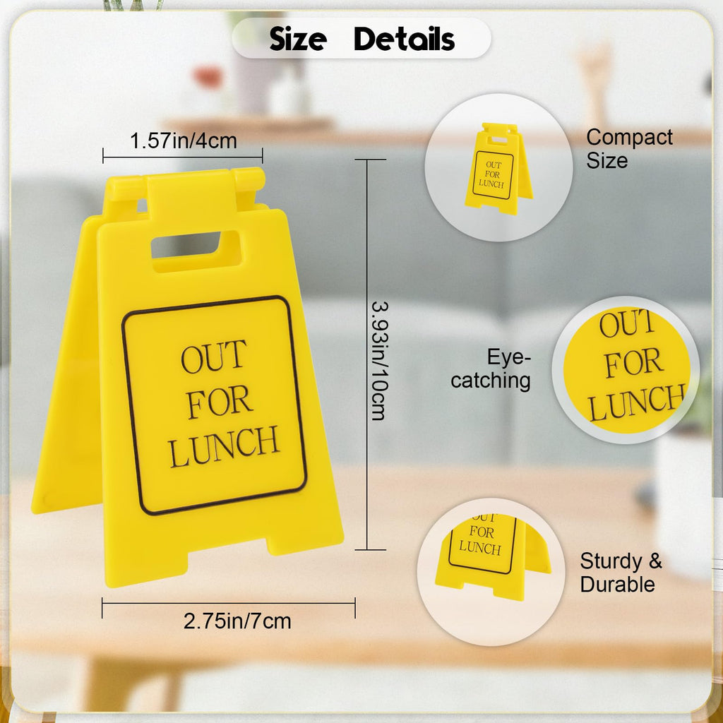 Funny Office Gag Gifts Out for Lunch Mini Desk Sign Cubicle Decor for Coworker Teammate Employee Boss Desk Accessories(Out for lunch)