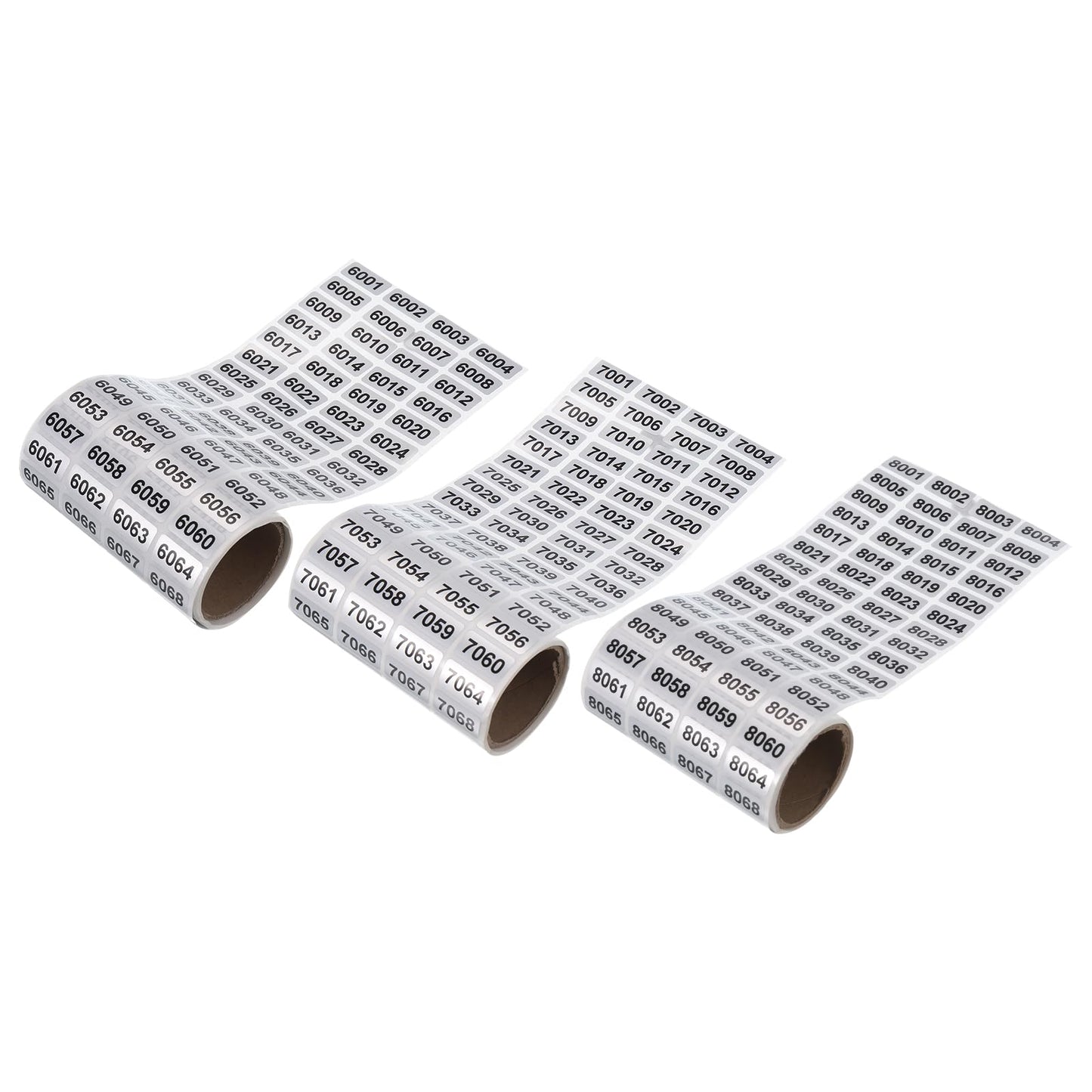 MECCANIXITY Consecutive Number Stickers, 6001 to 7000, 7001 to 8000, 8001 to 9000 Inventory Label Numbers for Office Warehouse Numbering, Total 3000pcs