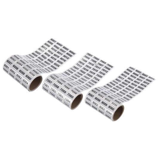 MECCANIXITY Consecutive Number Stickers, 6001 to 7000, 7001 to 8000, 8001 to 9000 Inventory Label Numbers for Office Warehouse Numbering, Total 3000pcs