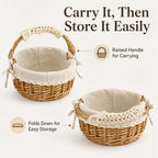10.2-Inch Empty Round Wicker Easter Basket with Fabric Liner