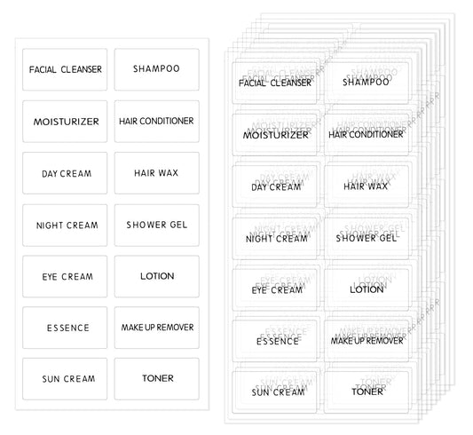 ONLYKXY 280pcs Clear Bathroom Labels Waterproof Beauty Organization Refillable Bottle Stickers Skin Care Product Sub-Bottling Label Shampoo Body wash Dispenser Sticker,Lotion Cream Toner Makeup Label
