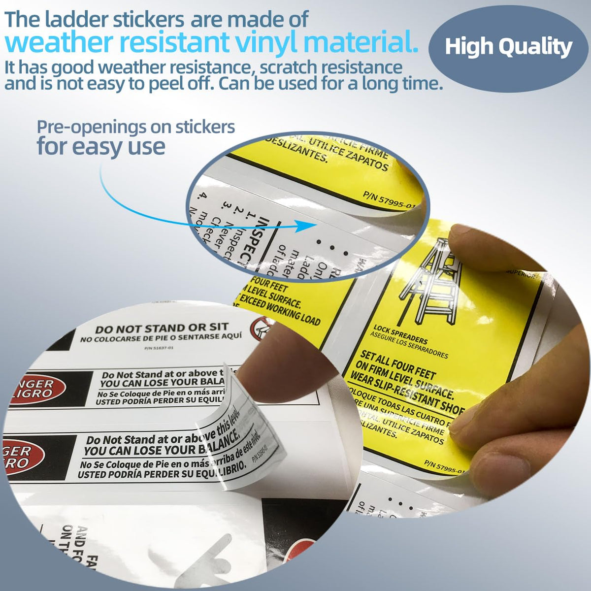 Step Ladder Safety Label Extension Ladder Stickers Replacement Label Kit Compatible with Ladder Inspection Stickers for Werner Fiberglass Extension Ladders (Pack of 10 Sets)