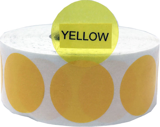 Transparent Yellow Color Coding Labels for Organizing Inventory 1 Inch Round Circle Dots 500 Total Adhesive Stickers On A Roll
