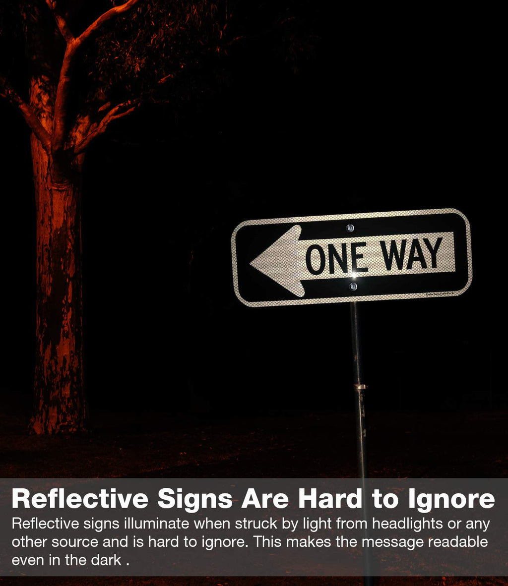 One Way Sign with Left Arrow, 18x6 Inches Engineer Grade Reflective Rust Free Aluminum,Weather/Fade Resistant,UV Protected,Easy to Mount,Indoor/Outdoor Use 1 Pack-One Way Sign with Left Arrow -White and black