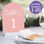 Big Dot of Happiness Wedding Hearts Pink Table Numbers, Engagement and Anniversary Party Decor, Wedding Centerpieces, Double-Sided 5 x 7 inches Cards, Table Numbers - 1-20