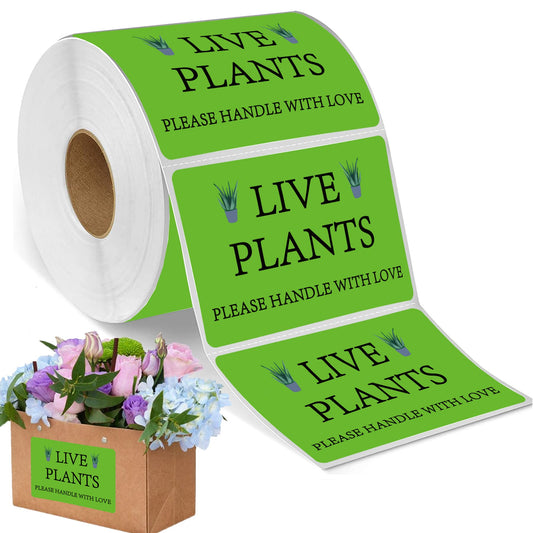 300 pcs Green Live Plants Stickers 2x3 inch Please Handle with Love Stickers Fragile Thank You Shipping Labels for Garden Centers Plants Mailing Delivery Containers Shipping Landscaping,Nurseries