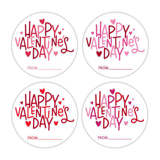 2 Inches Round Valentines Tag Stickers - Colorful Heart Happy Valentine's Day - 40 Pcs Fill-in Sticker Labels with 4 Styles - Letters Envelopes Cards Seal Boxes Gifts Stickers for Adults - A01
