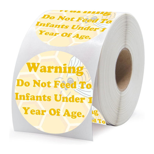 Honey Warning Caution Infants Labels 2 inch Warning Do Not Feed to Infants Label 500Pcs Pure Honey Bottle Label-Honey Safety Instruction Stickers for Small Business Canning Jars and Lids