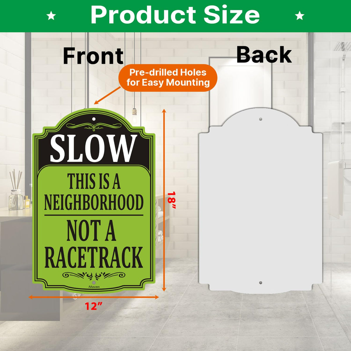 Slow This is A Neighborhood Not A Racetrack Signs 18x12 inches Metal Reflective Rust Aluminum UV Protected Waterproof Sturdy Easy Mounting Outdoor Use 2 Pack