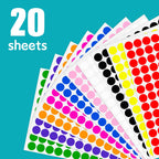 2340 PCS Colored Dot Stickers 1/2" Round Circle Coding Labels Multicolored 1/2 Inch