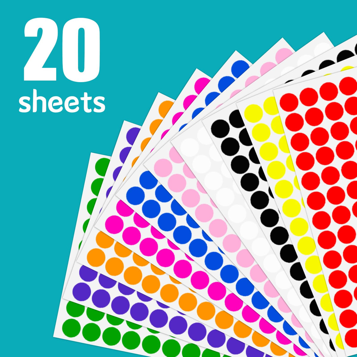 2340 PCS Colored Dot Stickers 1/2" Round Circle Coding Labels Multicolored 1/2 Inch