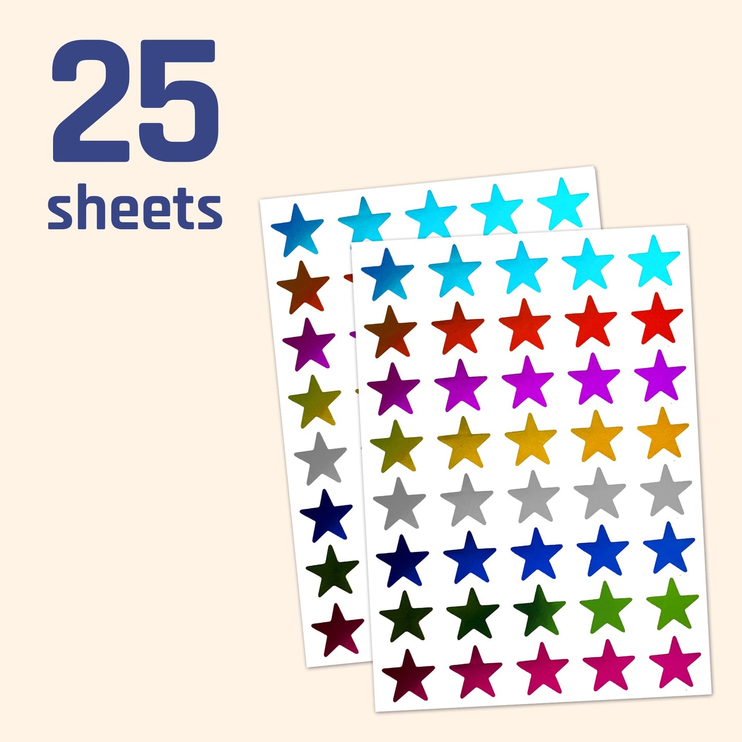 8 Colors, 1000 Pack, Foil Star Metallic Stickers, 0.6" Diameter 8 Colors