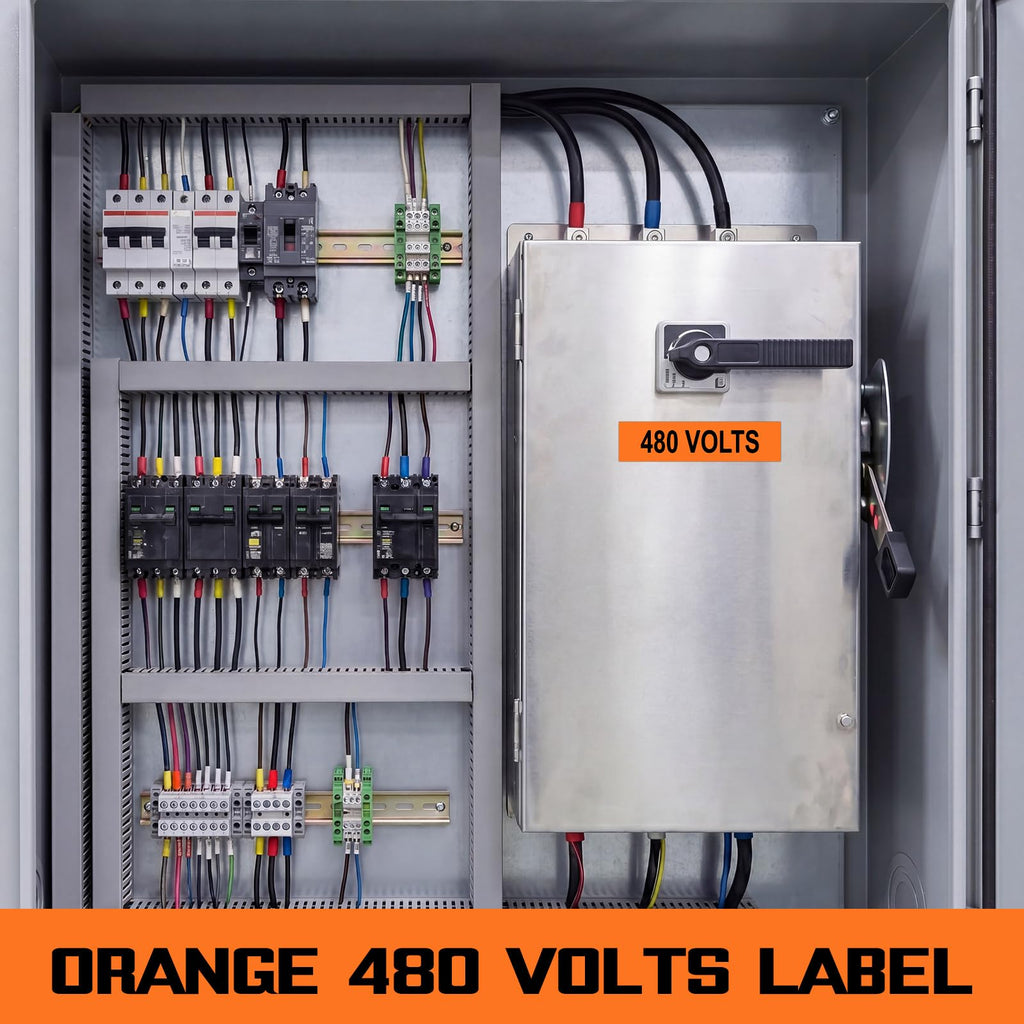50 Pack 480 Volts Safety Decal, 4" x 1" 50