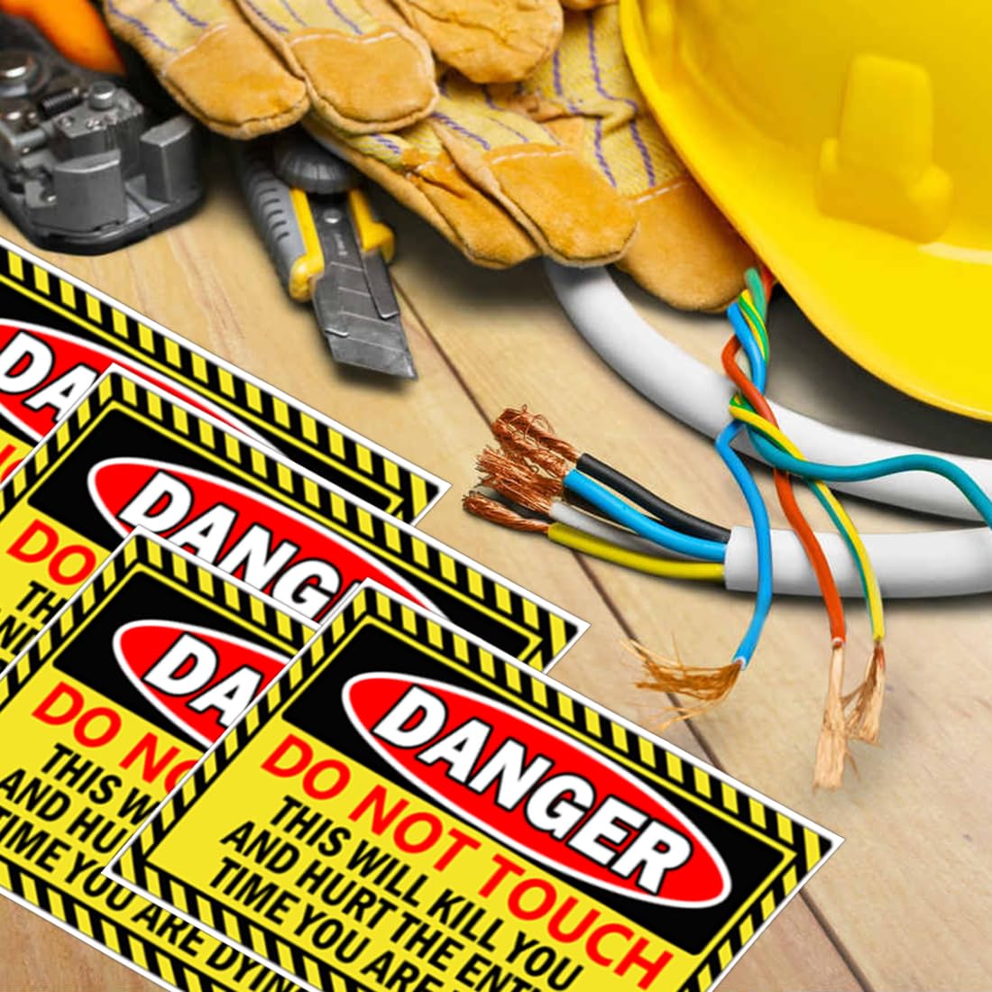 Do Not Touch Stickers 'DO NOT Touch Danger Warning Labels 5 x 7 Inch - This Will Kill You Electrical Shock Hazard High Voltage Electrocution Vinyl Warning Decals Sign Labels 4 Pack
