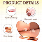 BLMHTWO 3pcs Rose Gold Heart Reserved Signs for Wedding Restaurant (3.94 * 5.5in)